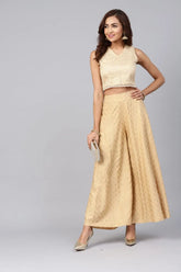 Gold Rayon Printed Flared Palazzo